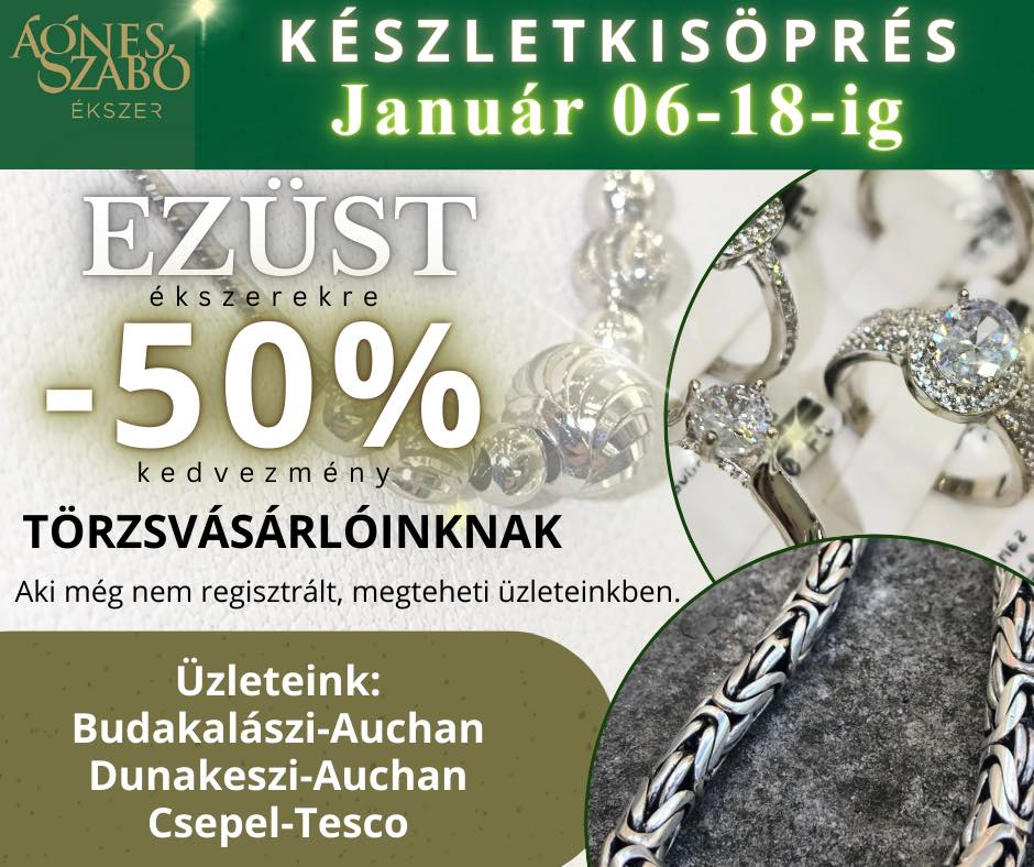 Ezüst Ékszer Készletkisöprés – 50% Kedvezmény Törzsvásárlóinknak