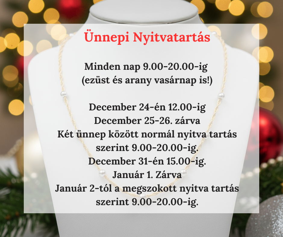 ÜNNEPI NYITVATARTÁS TÁJÉKOZTATÓ